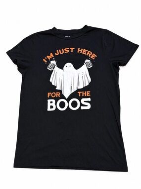Mission Ridge Mens M Hallo- ween T-Shirt Black “I”m Just Here For The Boos”Ghost